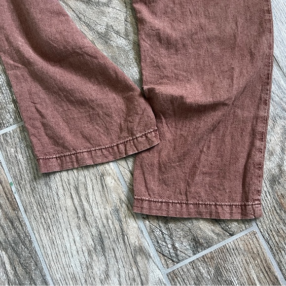 Pilcro Linen Blend Drawstring Pants, Brown, Wide Leg Relaxed Fit, Women’s Large - Picture 14 of 14